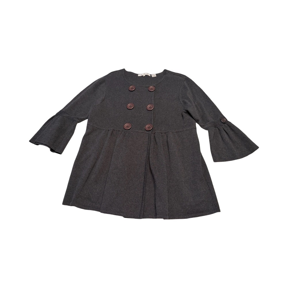 Eight Eight Eight Womens XL Charcoal Grey Cotton Double Breasted Peplum Cardigan
